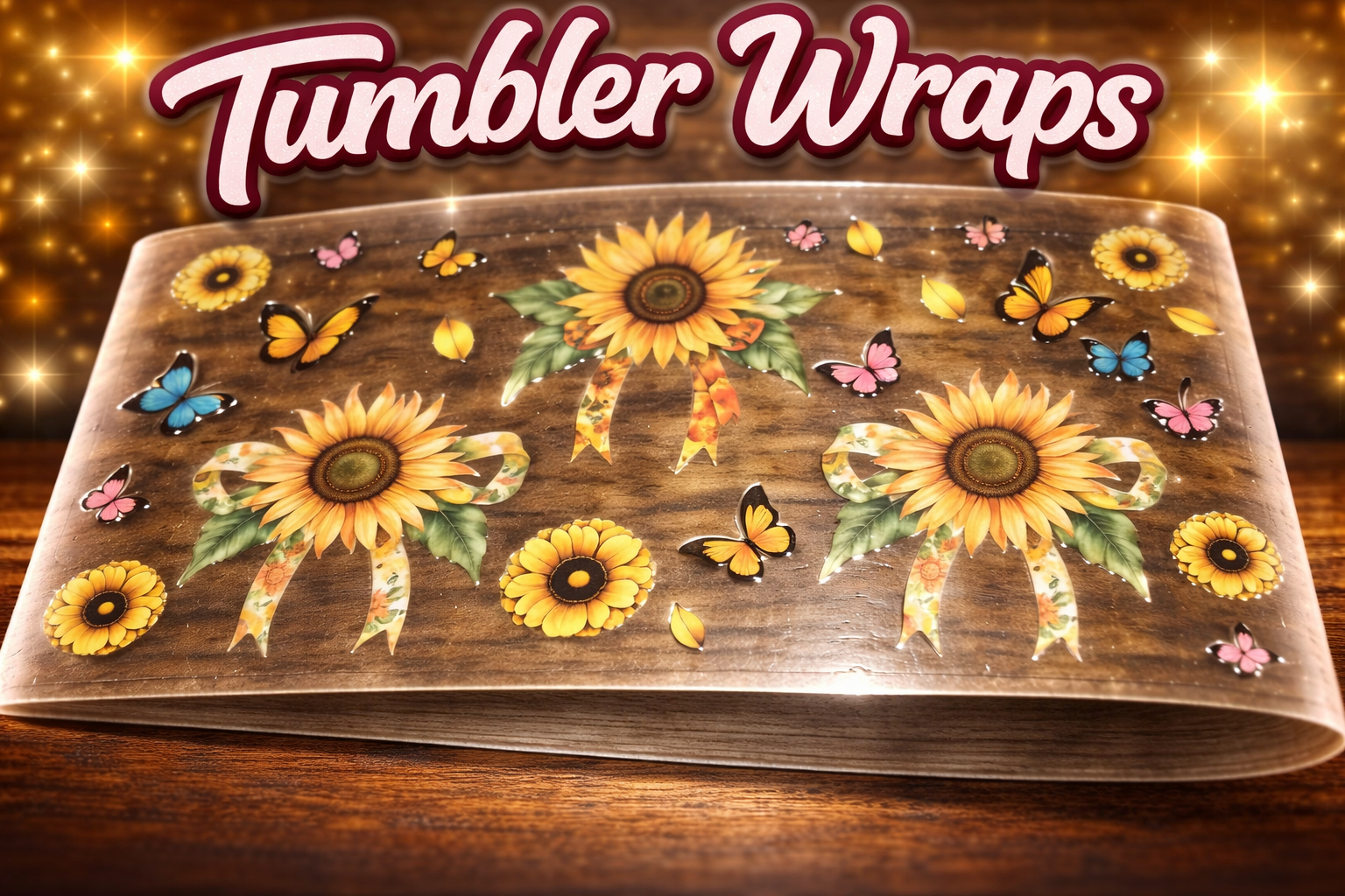 #94 Sunflower Butterfly Tumbler Wrap